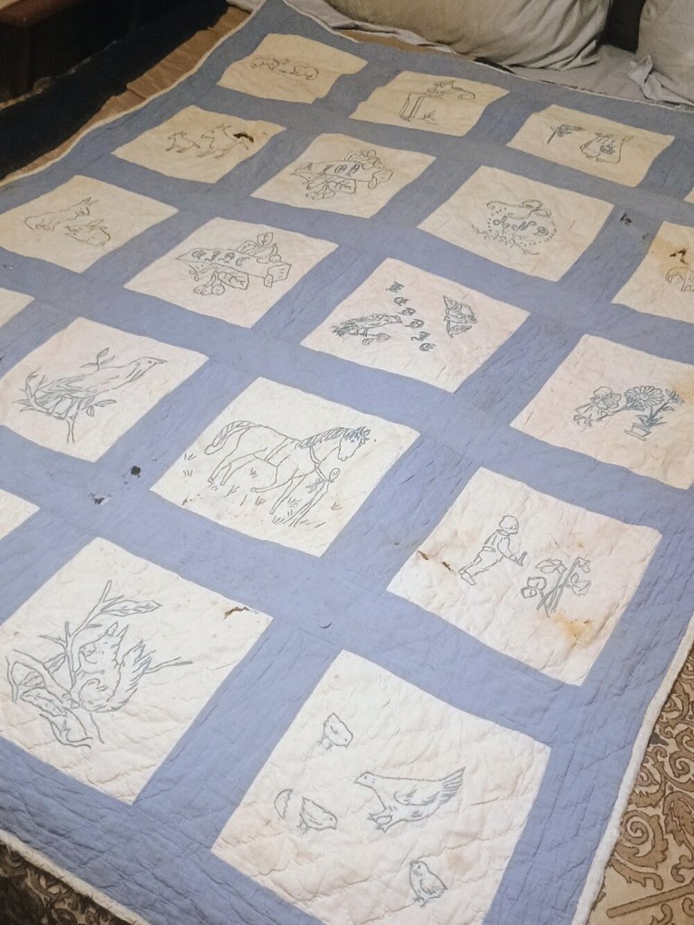 Antique baby boy crib quilt